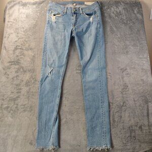 Rag & Bone Womens Skinny‎ Jeans 27 Blue Distressed Raw Hem Denim Casual